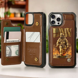 Firefighter Leather Wallet Phone Case, Personalized Flip Wallet Phone Case
