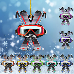 Personalized Skiing Christmas Ornament,Acrylic Engraved Gift