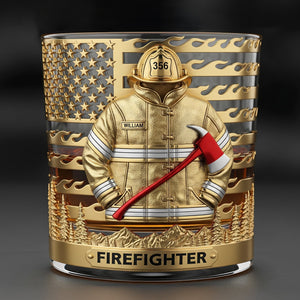 Firefighter Fire Dept, Personalized Whiskey Glass, Gift For Firefighter Retirees and Active Duty