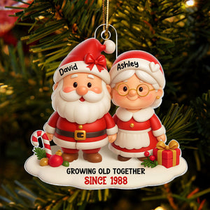 Santa Couple Growing Old Together Personalized Acrylic Ornament, Anniversary, Christmas Gift for him, Gift for her