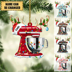 Personalized Christmas Reindeer Baking Mixer Ornament for Baker, Gift for Mom Who loves Baking