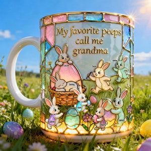 Easter Grandma's Cute Bunnies Coffee Mug, Personalized Gifts For Grandma & Mom