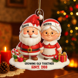 Santa Couple Growing Old Together Personalized Acrylic Ornament, Anniversary, Christmas Gift for him, Gift for her