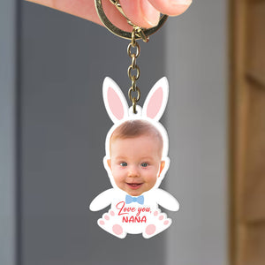 Custom Photo Little Bunny Kid Personalized Gifts For Grandma Keychain Easter Gifts