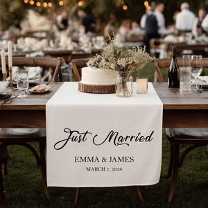 Just Married - Personalized Names Wedding Table Runner, Wedding Sign, Bridal Table Decoration