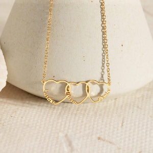 Personalized Multiple Heart Necklace Gift for Mom With Kids Names