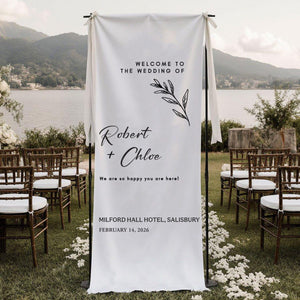 Custom Fabric Wedding Welcome Sign β’ Modern Wedding Banner β’ Personalized Wedding Decor