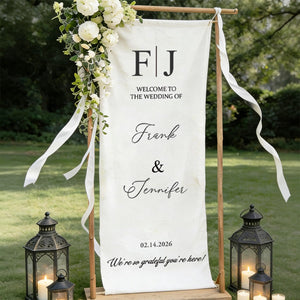 Welcome To The Wedding Of Mr. & Mrs. β’ Custom Fabric Wedding Welcome Sign β’ Personalized Wedding Decor