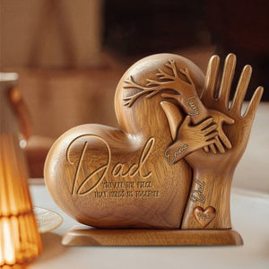 Dad You Are The Piece That Holds Us Together - Personalized Father Heart Shaped Acrylic Plaque