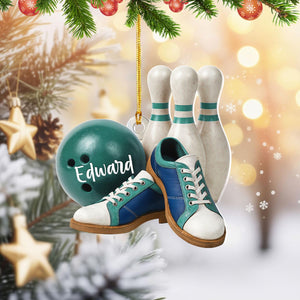Custom Name Bowling Ornament, Personalized Christmas Gift For Bowling Lover