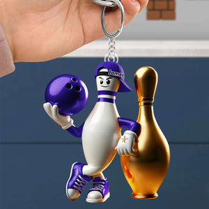 Personalized Custom Name Bowling Acrylic Keychain, Gift for Bowling Lover
