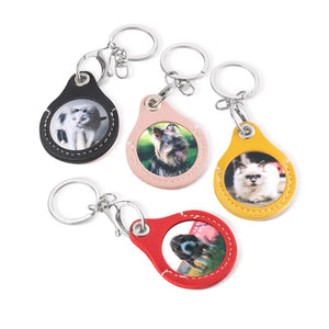 Personalized Custom Pet Photo Leather Keychain Gift for Pet Lover/Owner