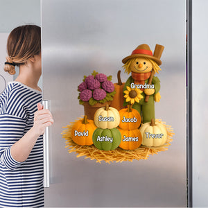 Fall Scarecrow Grandma with Pumpkins Grandkids Names Personalized Decal