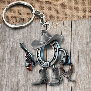 Personalized Custom Name Cowboy Cowgirl Keychain