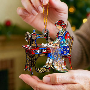 Stained Glass Effect Custom Tailor Acrylic Christmas Ornament, Seamstress Gift