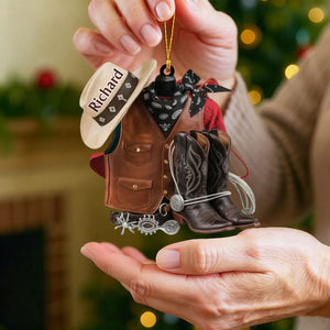 Cowboy Boots and Hat - Personalized Custom Name Ornament, Christmas Gift For Horse lover