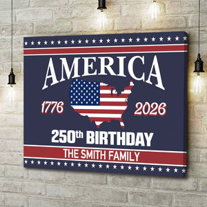 America 250th Birthday 1776-2026 Personalized Canvas Poster