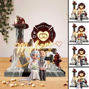 Firefighter Wedding Couple - Personalized Acrylic Plaque Gifts For Husband, Wife
