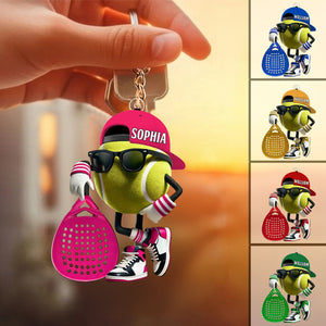 Personalized Custom Name Padel Acrylic Keychain, Gift for Tennis Lover