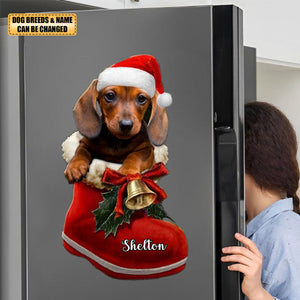 Personalized Dog in Santa Boot Christmas Decal