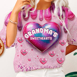 Personalized Grandma's Sweethearts Kids All-over Print T-Shirt