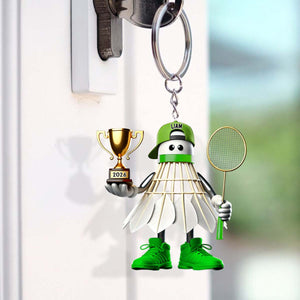 Badminton Lover Gift,Personalized Badminton Acrylic Keychain