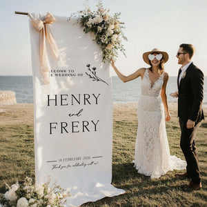 Custom Fabric Wedding Welcome Sign β’ Modern Wedding Sign β’ Wedding Banner β’ Personalized Wedding Decor β’ Engagement Party Sign