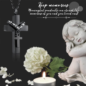 Eternal Embrace Memorial Black Urn Necklace