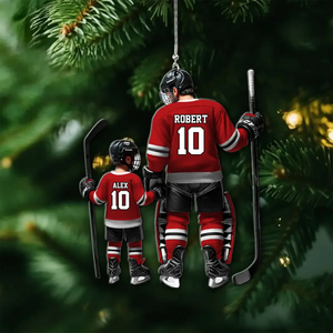 Father And Son β Personalized Ice Hockey Players Shaped Acrylic Ornament