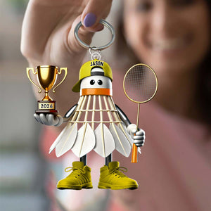 Badminton Lover Gift,Personalized Badminton Acrylic Keychain
