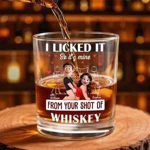Naughty Couple New Version I Licked It So It's Mine - Personalized Whiskey Glass