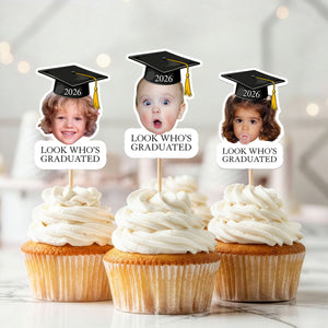 Custom Vintage Childhood Photo Graduation Party Gifts - Personalized Cupcake Toppers