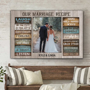 For Our Forever Love - Marriage Recipe Custom Couple Photo and Name Personalized Canvas Prints Valentine's Gift for Him, Her