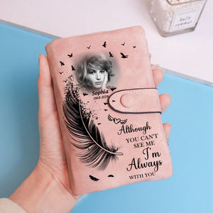 Personalized Memorial Wings Photo Leather Wallet Card Holder