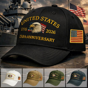 Printed baseball cap, featuring the Logo of the 250th Anniversary of the United States