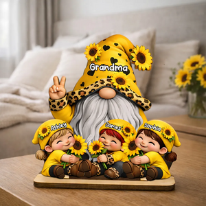 Grandma & Grandkids Sunflower - Personalized Wooden Plaque - Sentimental Gift for Grandma