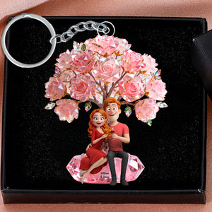 Cheers To Love Couple Acrylic Keychain - Personalized Gifts For Husband, Wife, Boyfriend, Girlfriend