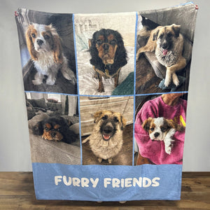 Personalized Photo Blanket with Text - Family Memorial Anniversary Couples Gift