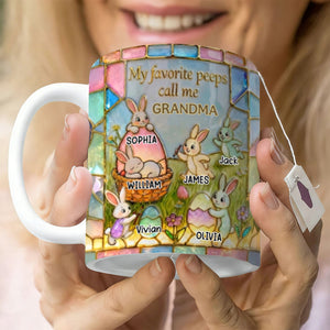 Easter Grandma's Cute Bunnies Coffee Mug, Personalized Gifts For Grandma & Mom