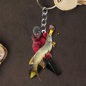Fishing Big Fishes Custom Photo Personalized Acrylic Keychain Gift For Fisherman, Angler