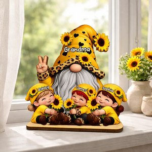 Grandma & Grandkids Sunflower - Personalized Wooden Plaque - Sentimental Gift for Grandma