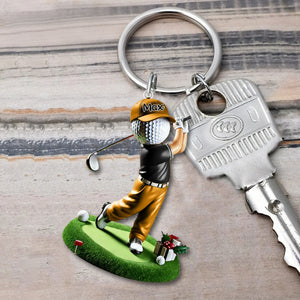 Custom Name Golf Acrylic Keychain, Golf Lover Gift