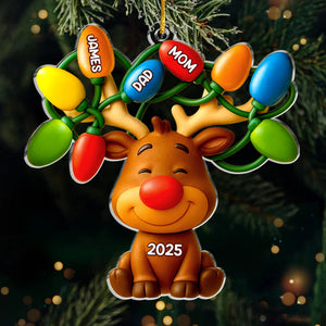 Our Reindeer Crew Personalized Christmas Acrylic Ornament Gifts For Mom, Dad, Kids