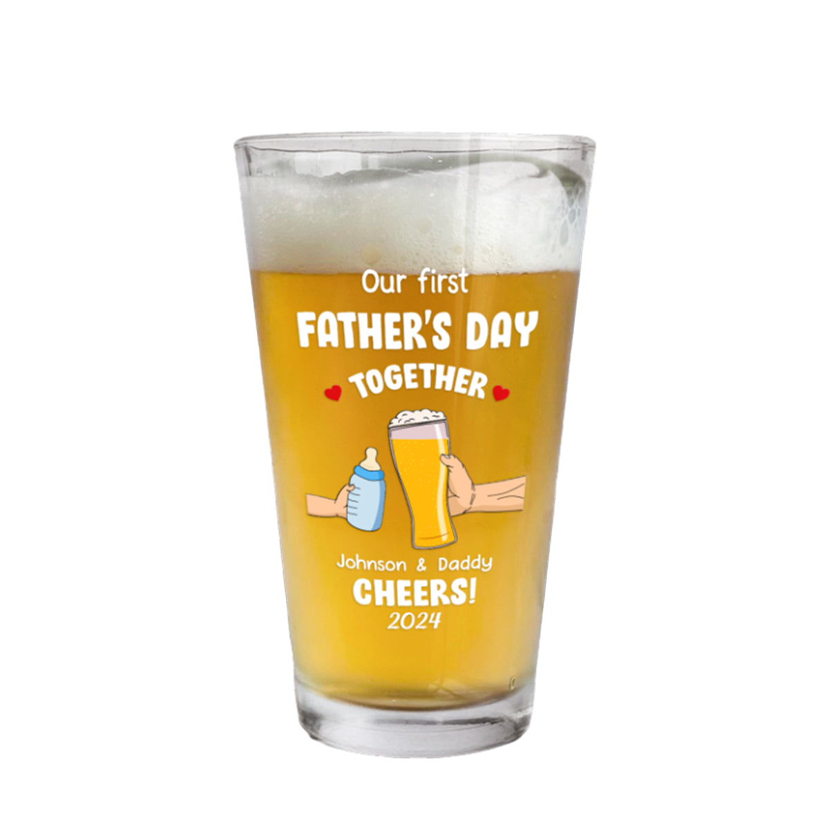 Cheers! Our First Father's Day - Personalized Beer Glass