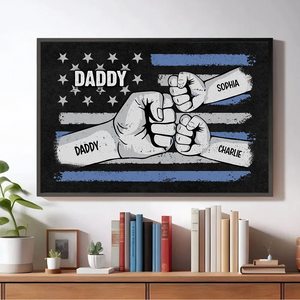 Fist Bump Nation Flag Personalized Poster, Father's Day Gift For Dad Grandpa Husband