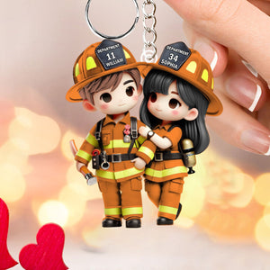 Personalized Gifts For Couple Keychain Firefighter Couple