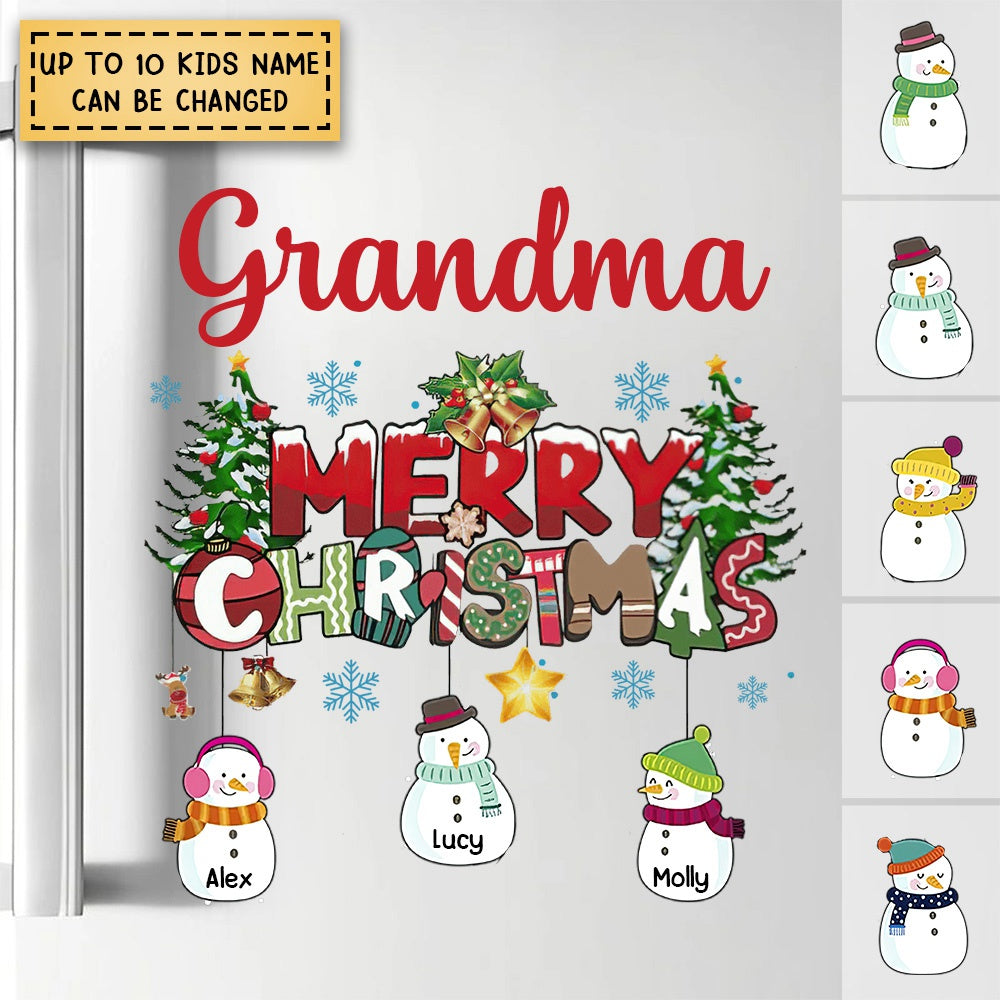 Merry Christmas Custom Snowman Kids Personalized Decal/Sticker For Grandma