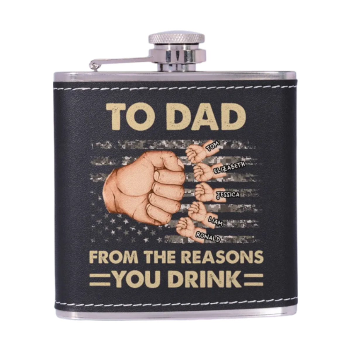 Personalized Family Custom Hip Flask - To Dad, From The Reasons You Drink