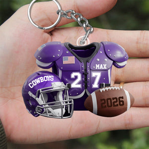 Football Season - Personalized Football Keychain