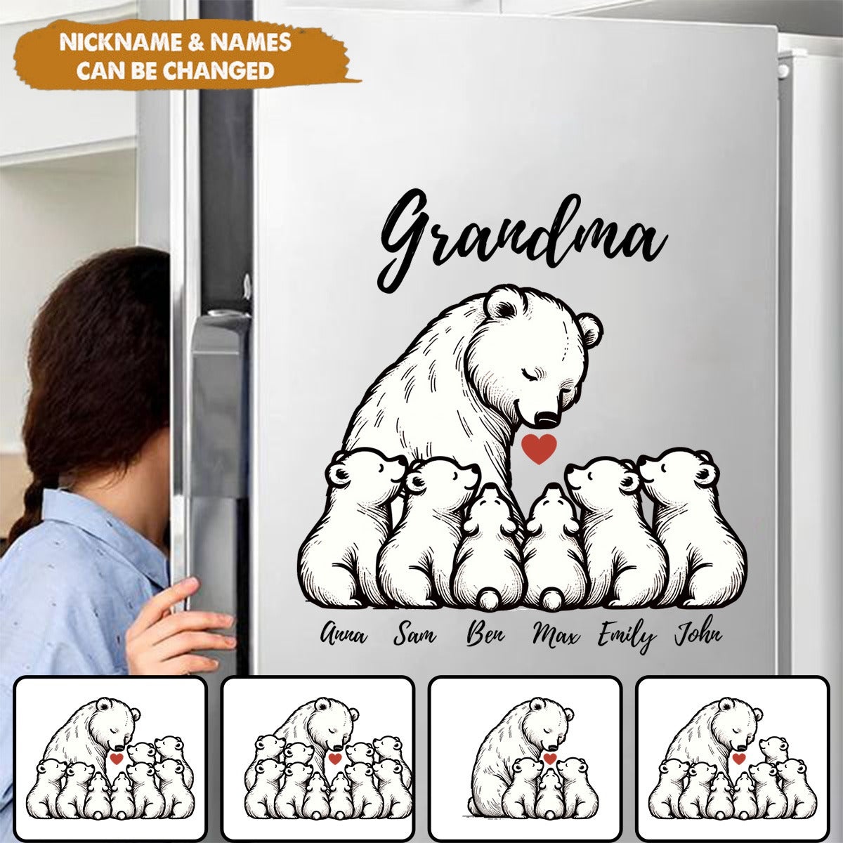 Personalized Bear With Little Bear Kids Decal/Sticker
